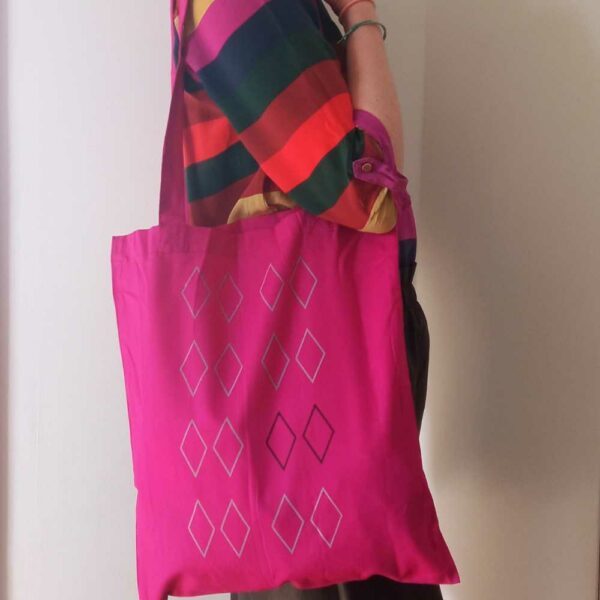 Tote bag rose fushia Népal