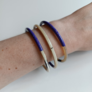 bracelet corne et laque violet