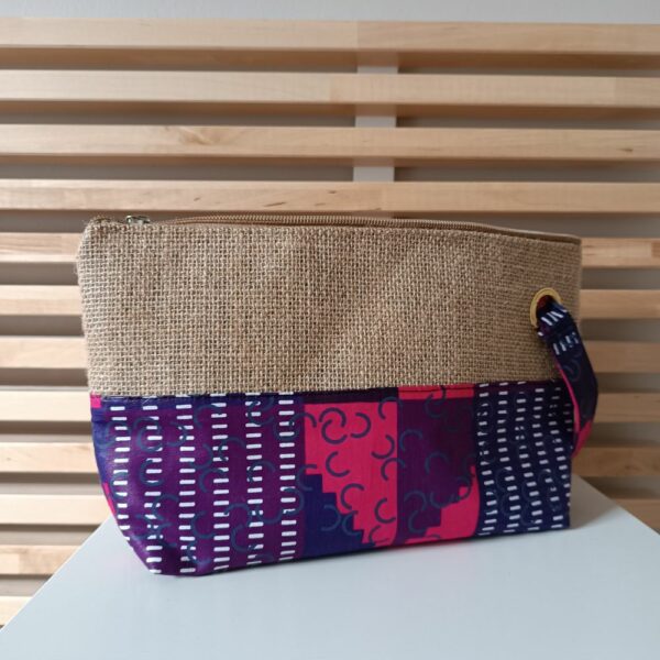 pochette jute et coton violette